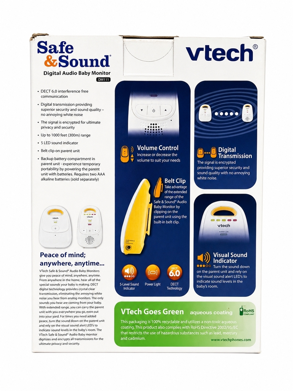 VTech DM111 Digital Audio Baby Monitor | Long Range 1000ft | DECT 6.0 - Picture 2 of 2